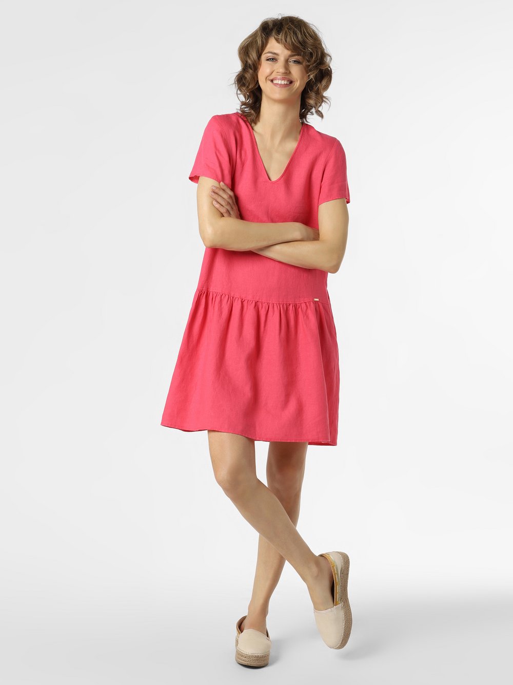 Cinque - Damska sukienka lniana – CIDakar, różowy