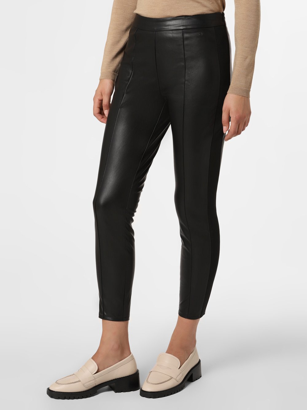 Calvin Klein Spodnie Kobiety Sztuczna skóra czarny jednolity, 40