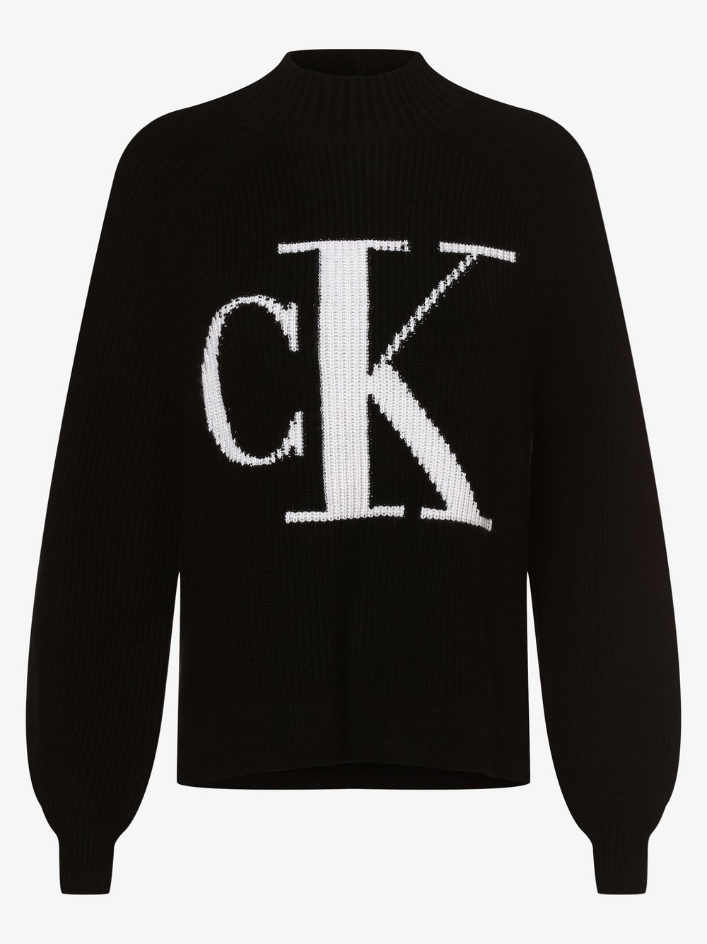 Calvin Klein Jeans - Sweter damski z dodatkiem kaszmiru, czarny