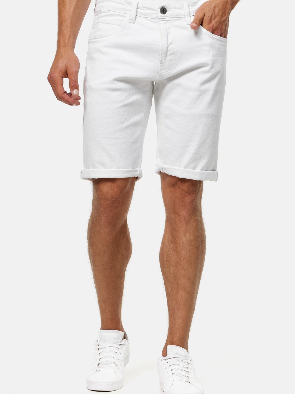 Indicode Jeans Shorts Herren Baumwolle weiß, M