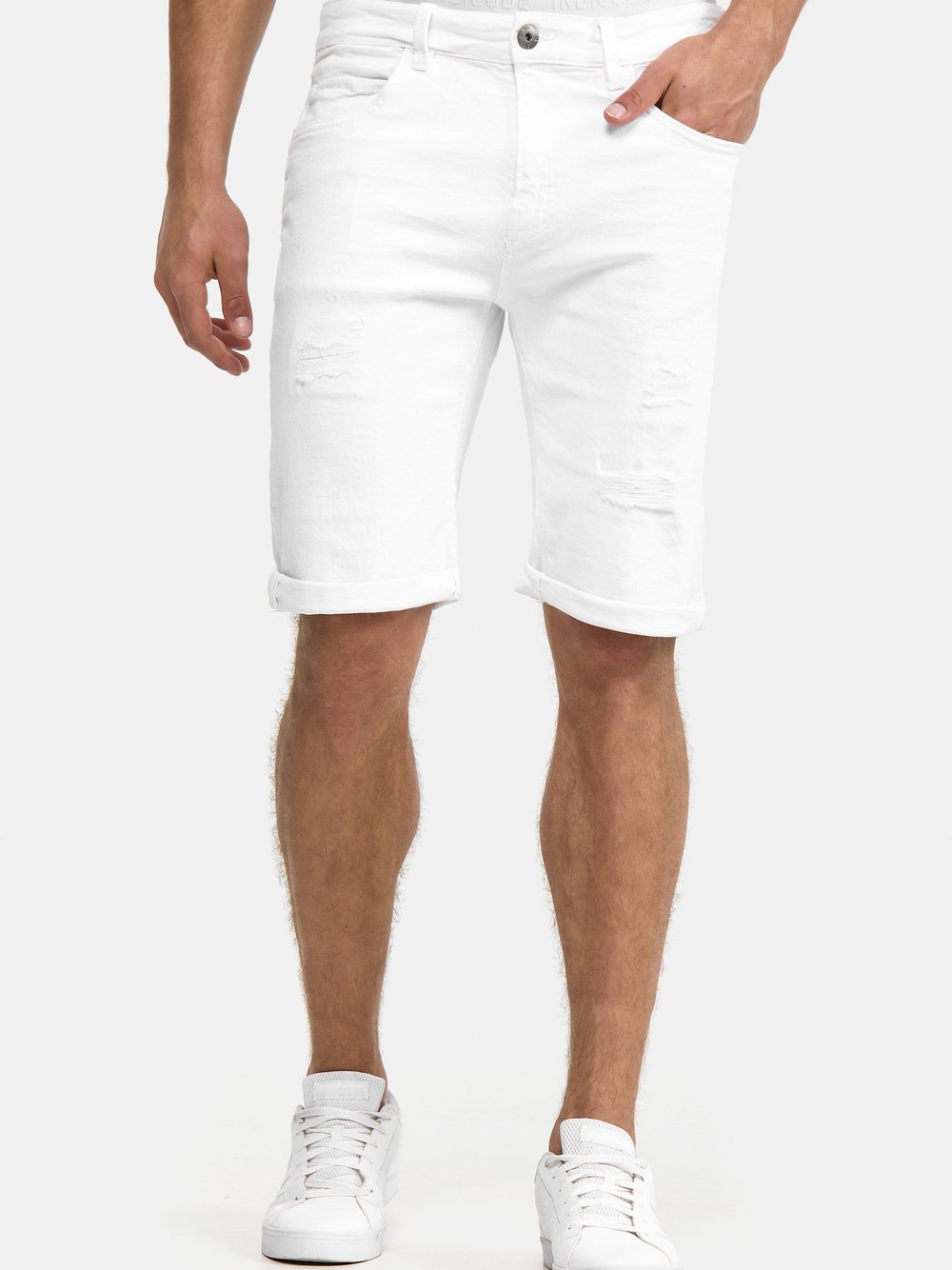 Indicode Jeans Shorts Herren Baumwolle weiß, S