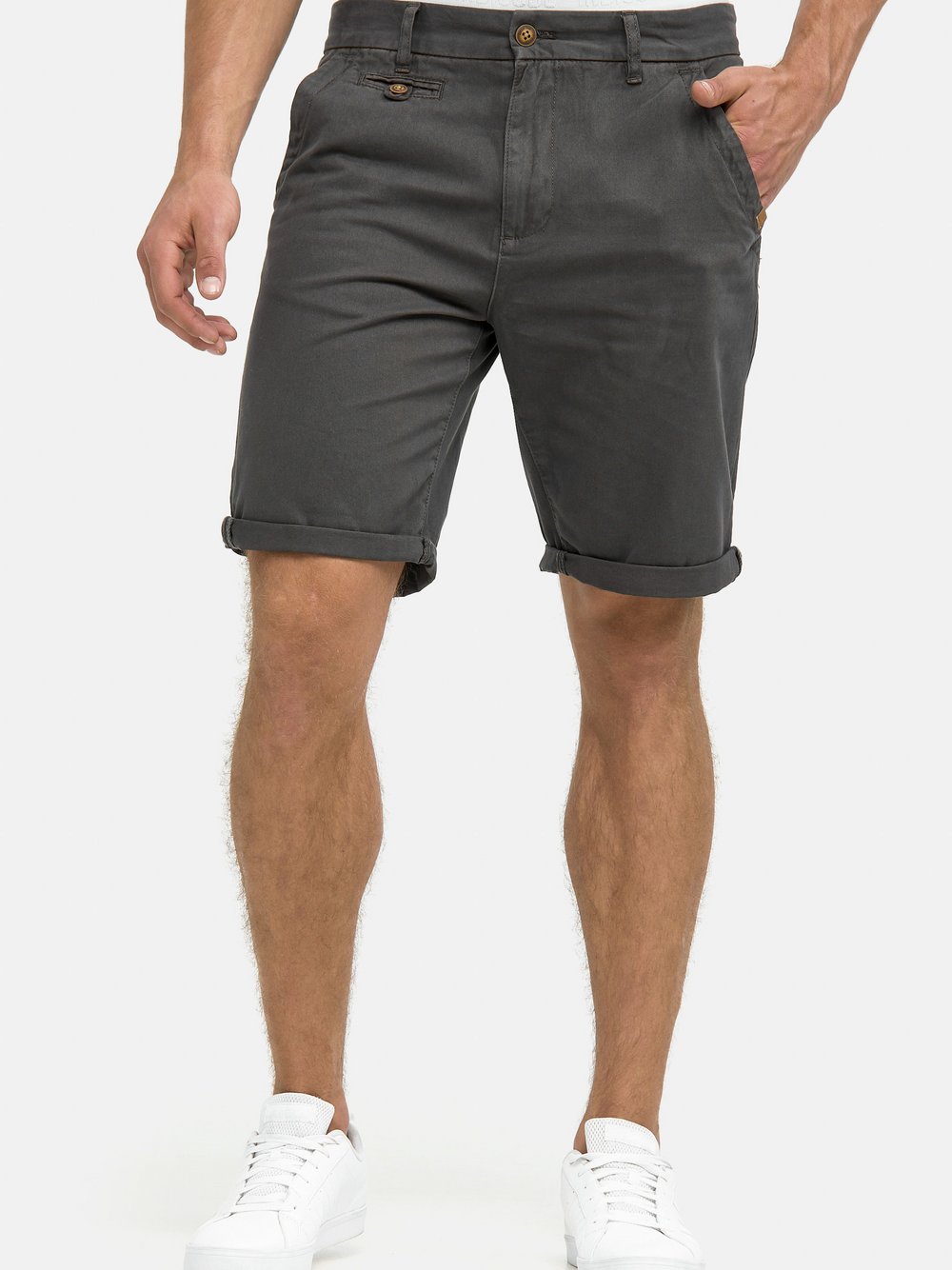 Indicode Chino Shorts Herren Baumwolle grau, XXXL