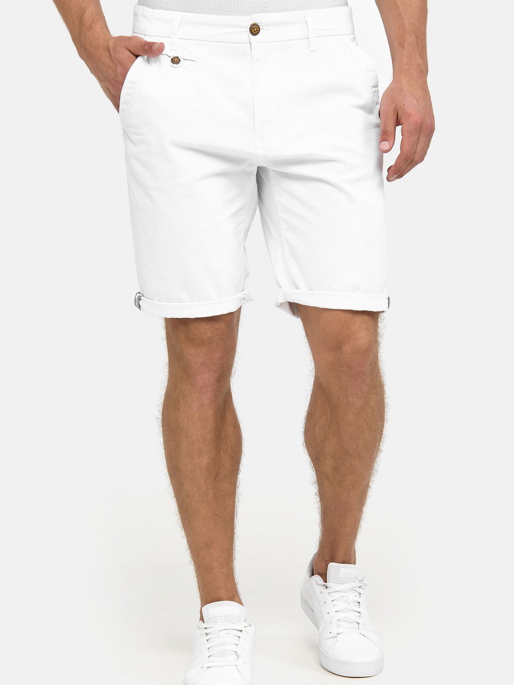 Indicode Chino Shorts Herren Baumwolle weiß, XL