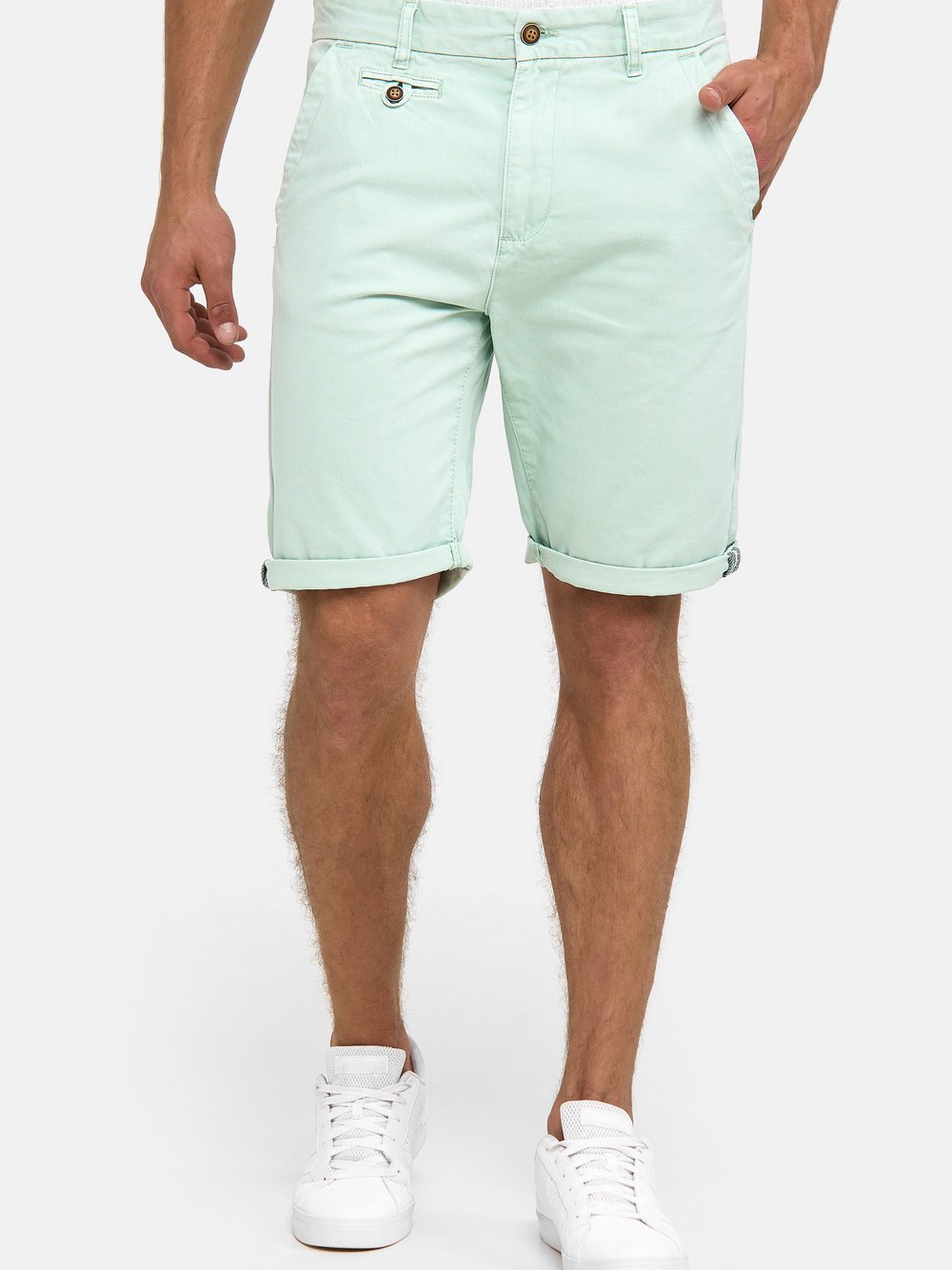 Indicode Chino Shorts Herren Baumwolle grün, M