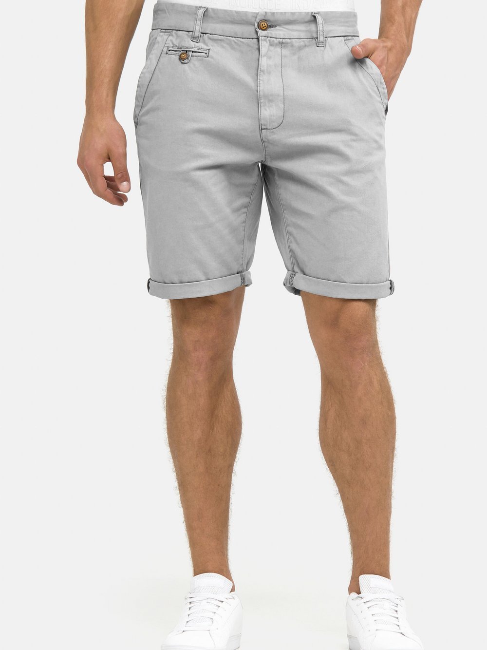 Indicode Chino Shorts Herren Baumwolle grau, M