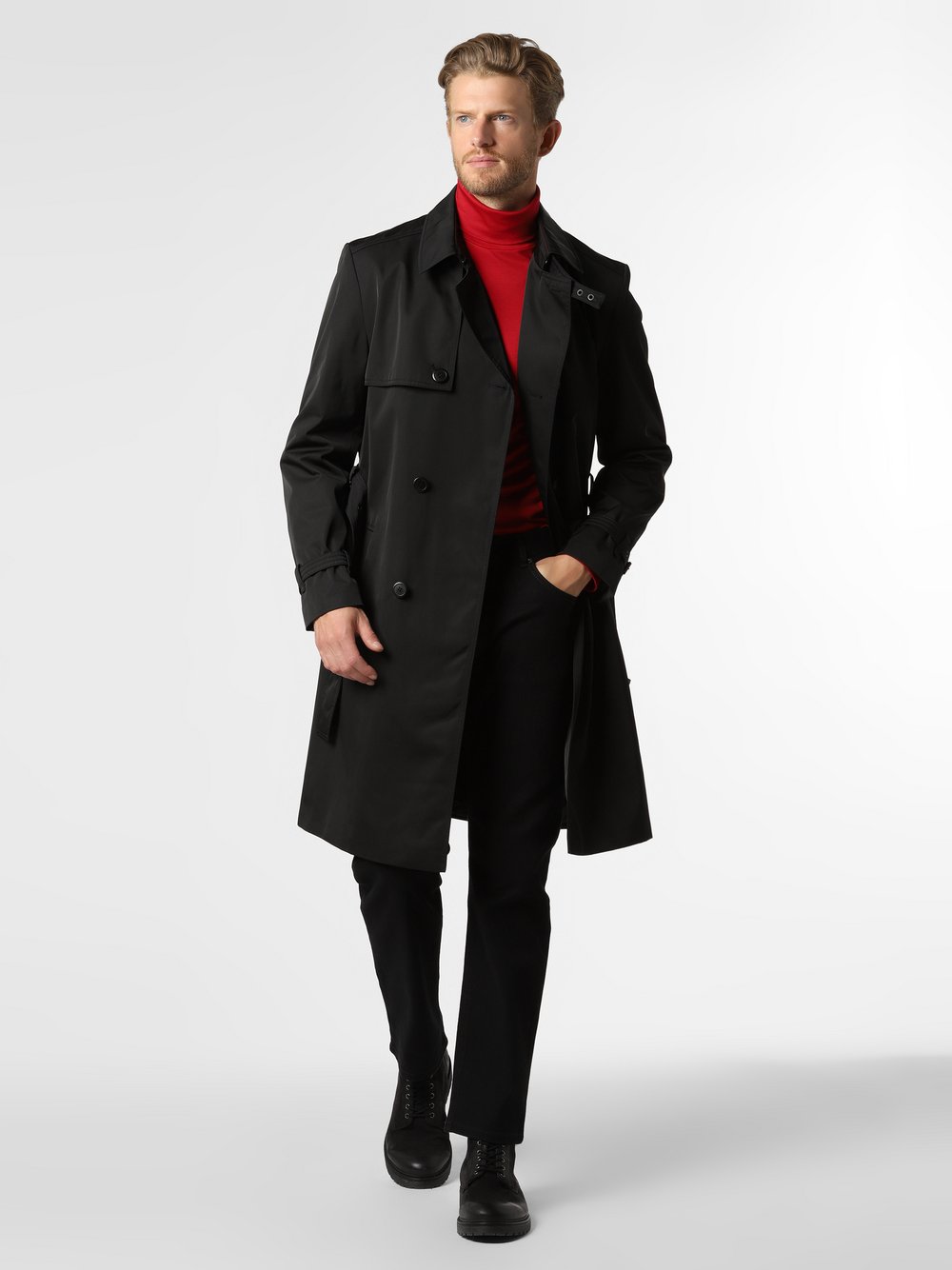 HUGO - Płaszcz męski – Maluks2141, czarny