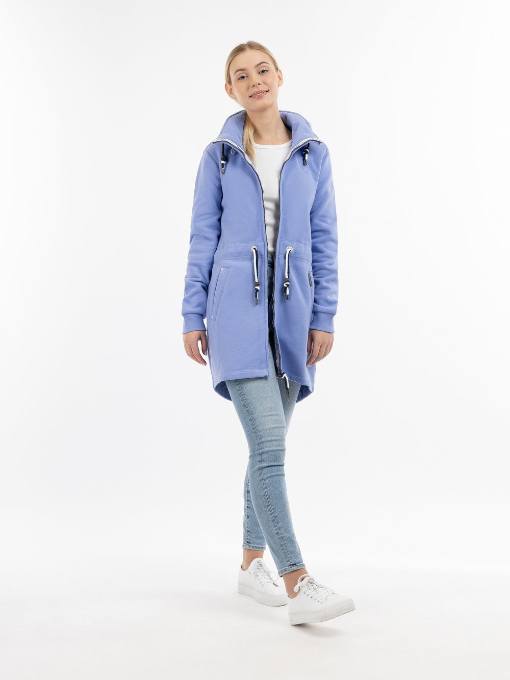 Schmuddelwedda Lange Sweatjacke Damen Baumwolle blau, M