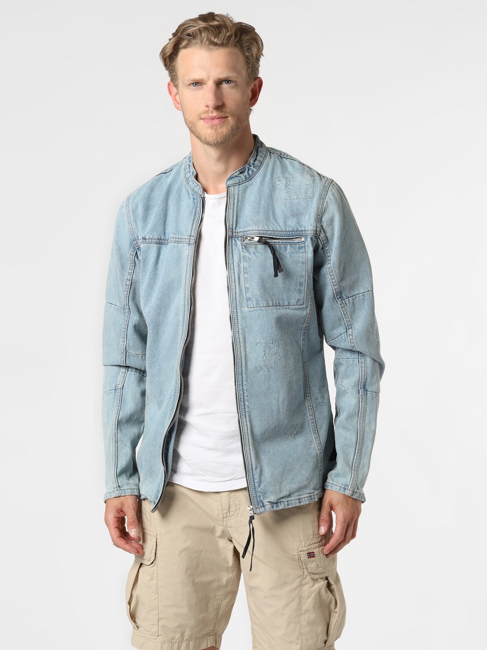 BE EDGY - Męska kurtka jeansowa – BEtraver, niebieski
