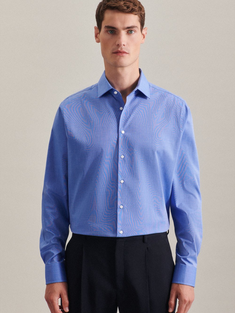 Seidensticker Business Hemd Herren Slim Fit Baumwolle blau, 36