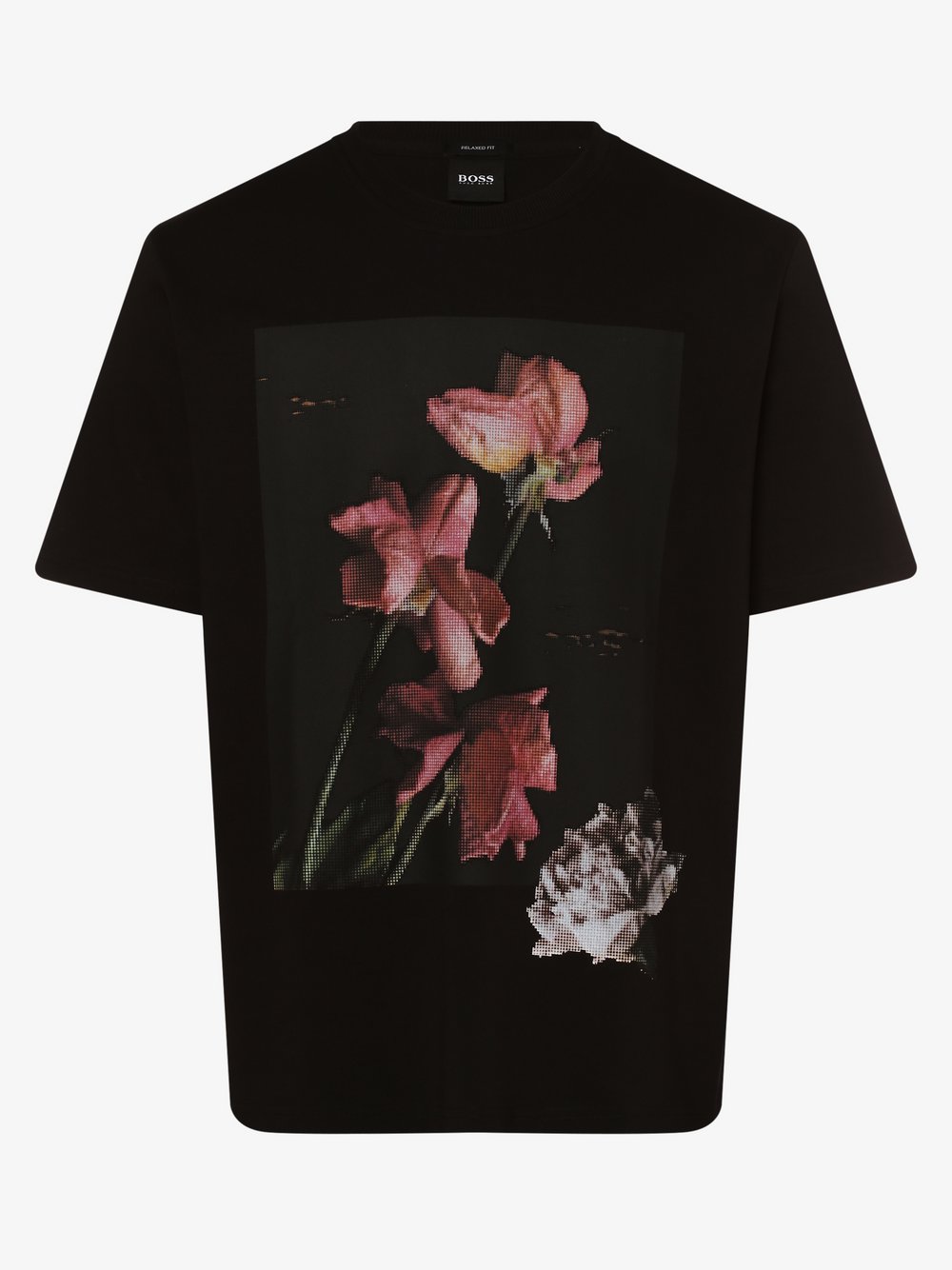 BOSS Casual - T-shirt męski – Tflower, czarny