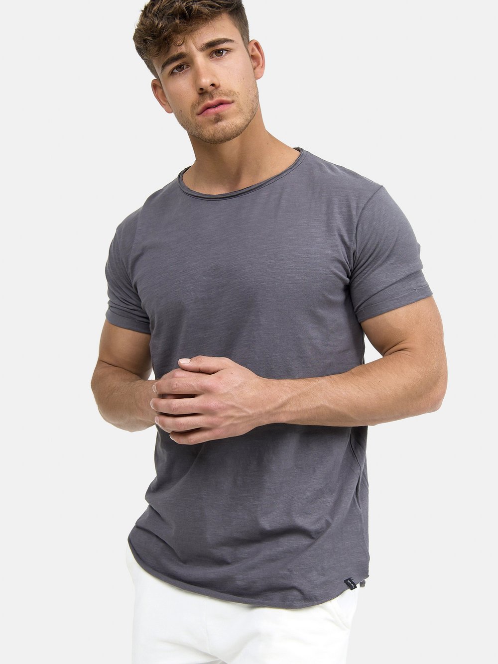 Indicode T-Shirt Herren Baumwolle grau, L