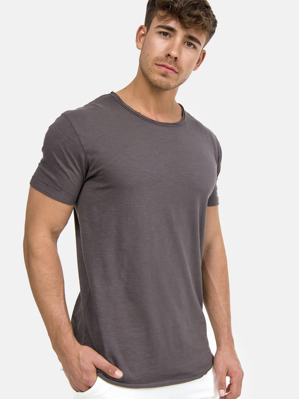 Indicode T-Shirt Herren Baumwolle grau, XL