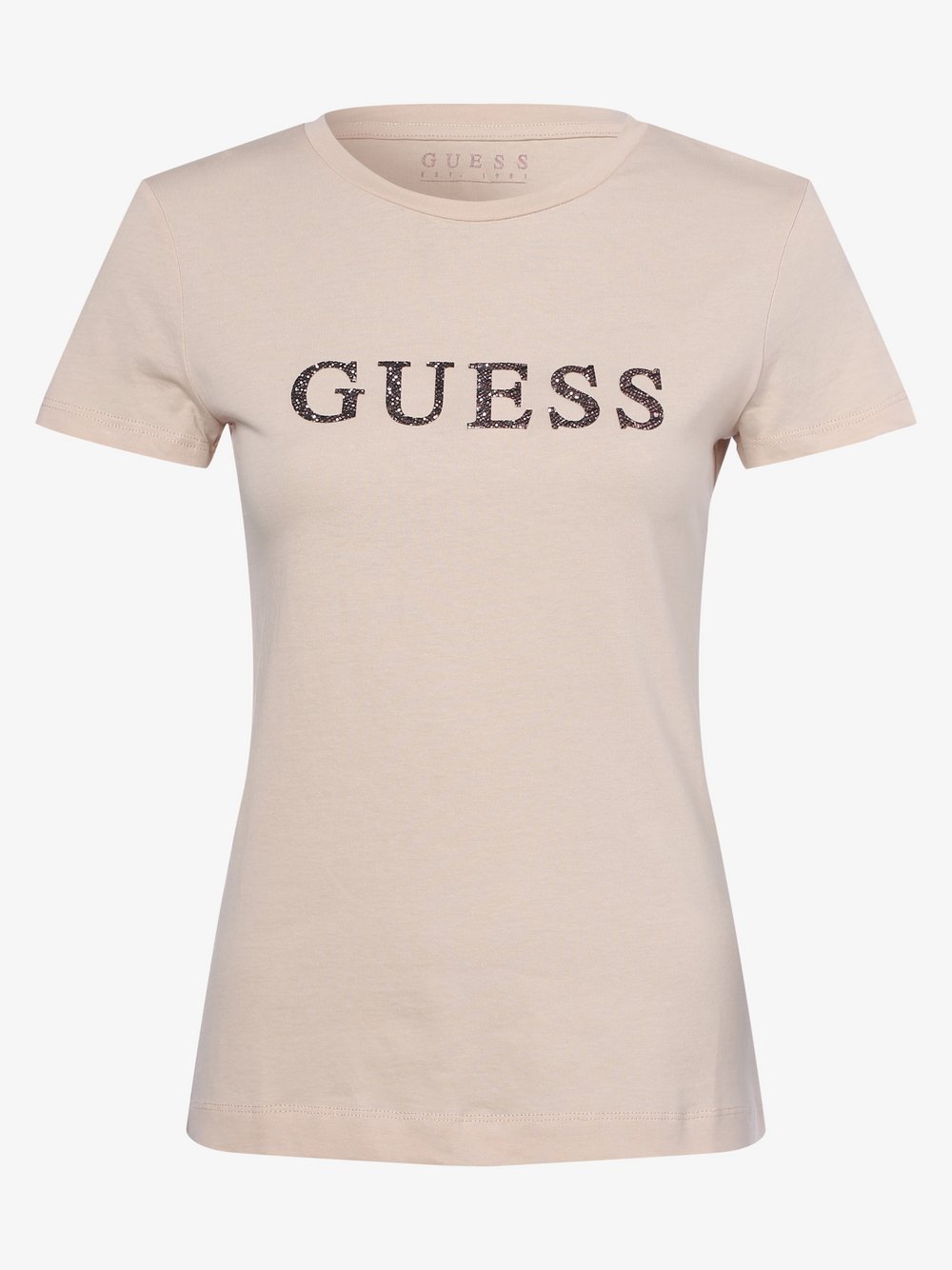 GUESS - T-shirt damski, beżowy