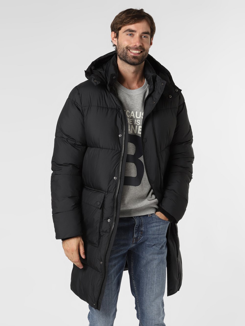 ECOALF - Męski płaszcz pikowany – Lujalf, czarny