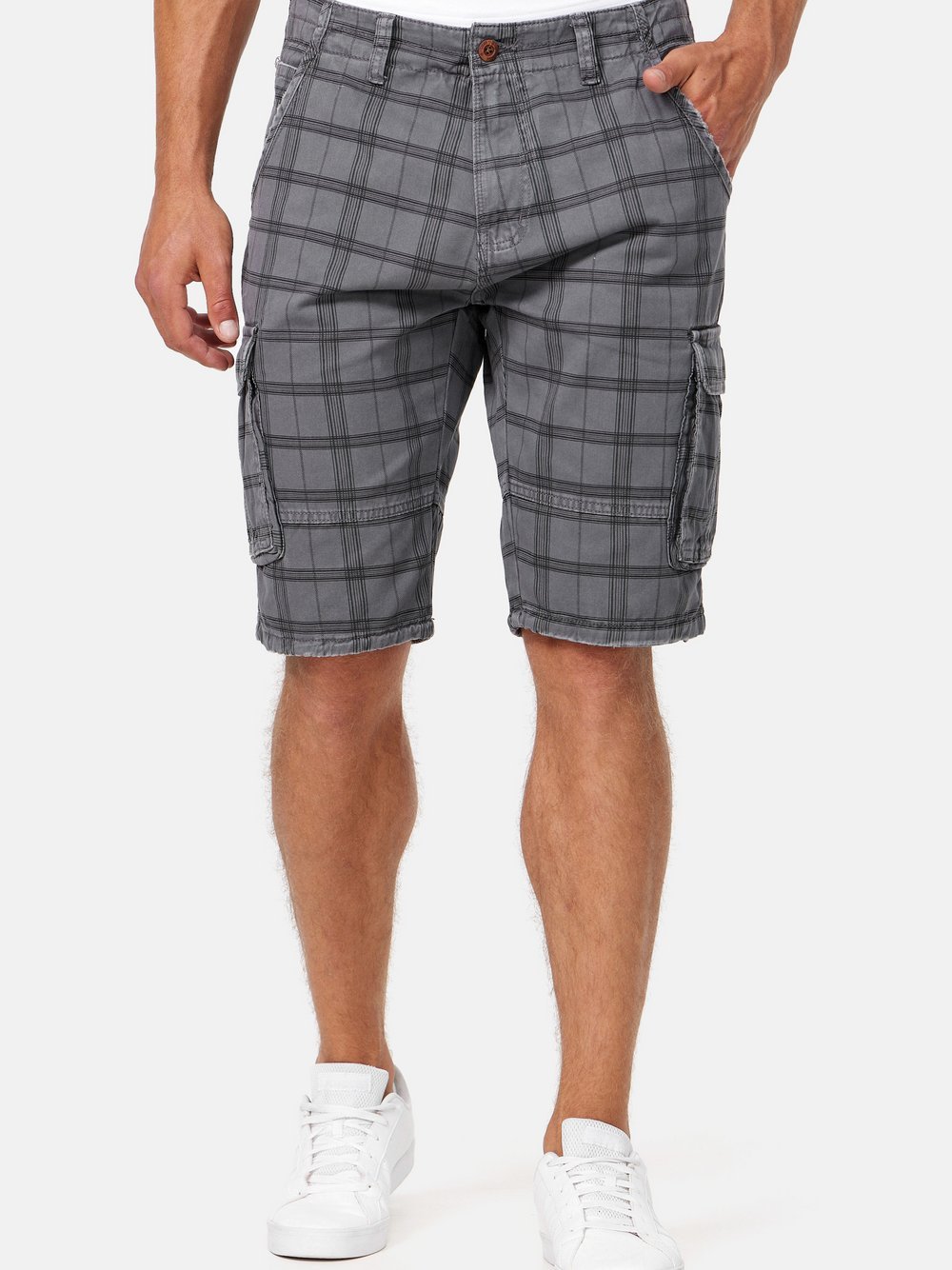 Indicode Shorts Cargo Herren Baumwolle grau, S