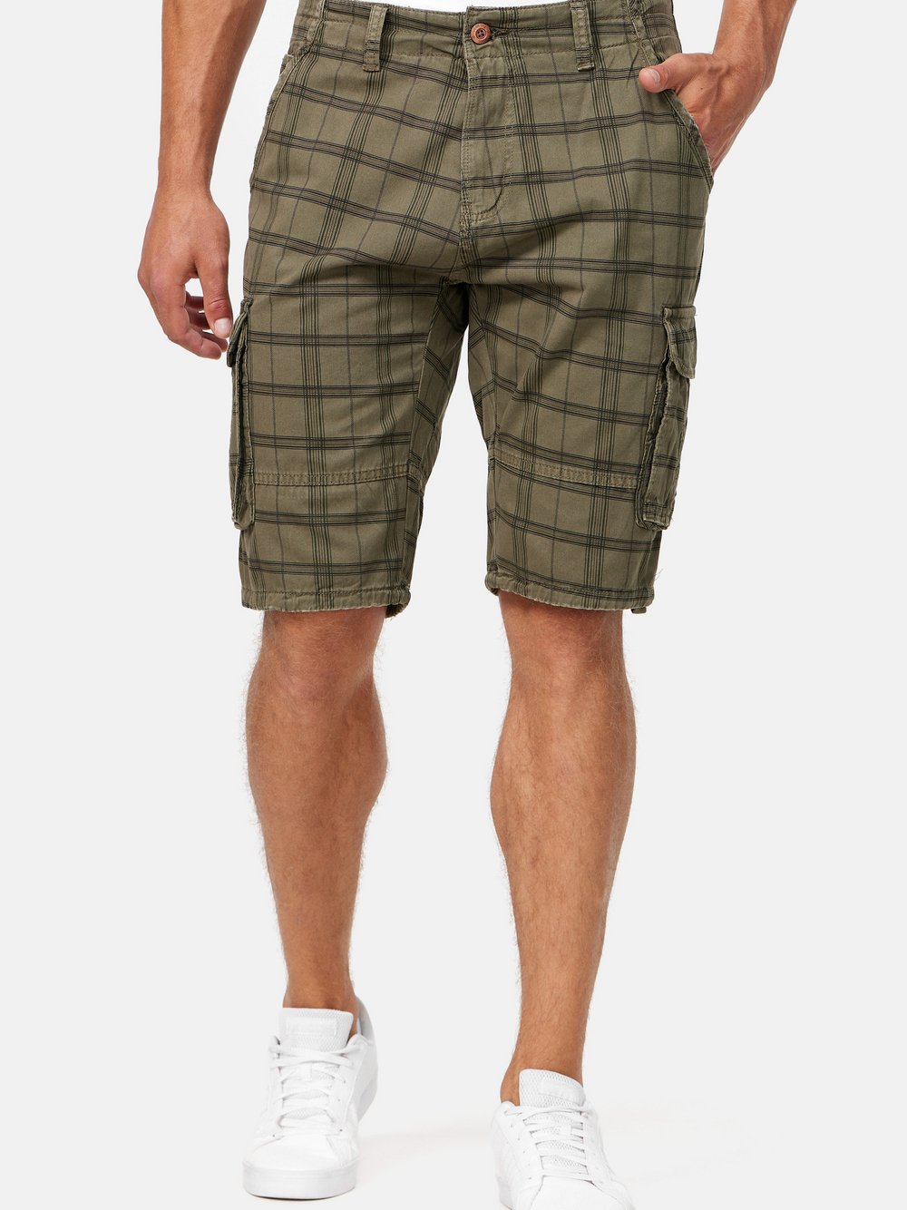 Indicode Shorts Cargo Herren Baumwolle grün, L