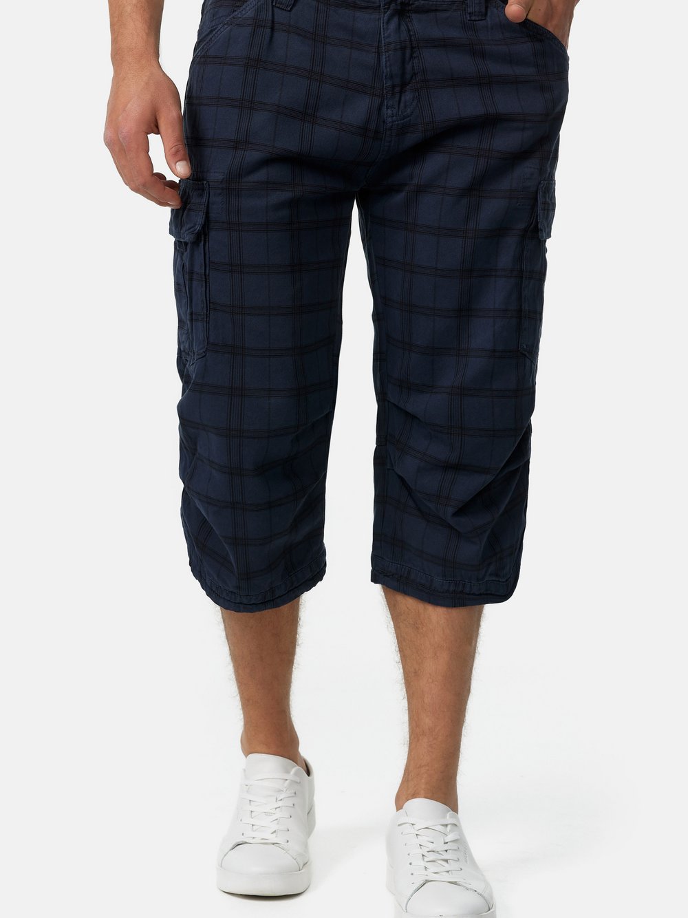 Indicode Shorts Cargo Herren Baumwolle blau kariert, XXXL