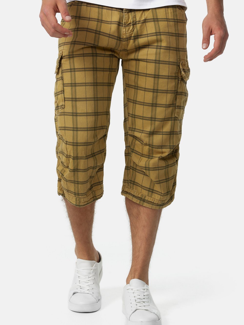 Indicode Shorts Cargo Herren Baumwolle braun kariert, XXXL