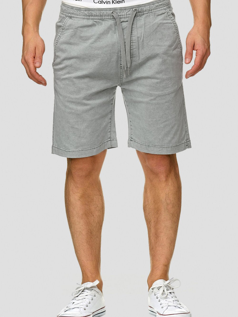 Indicode Shorts Chino Herren Baumwolle grau, L