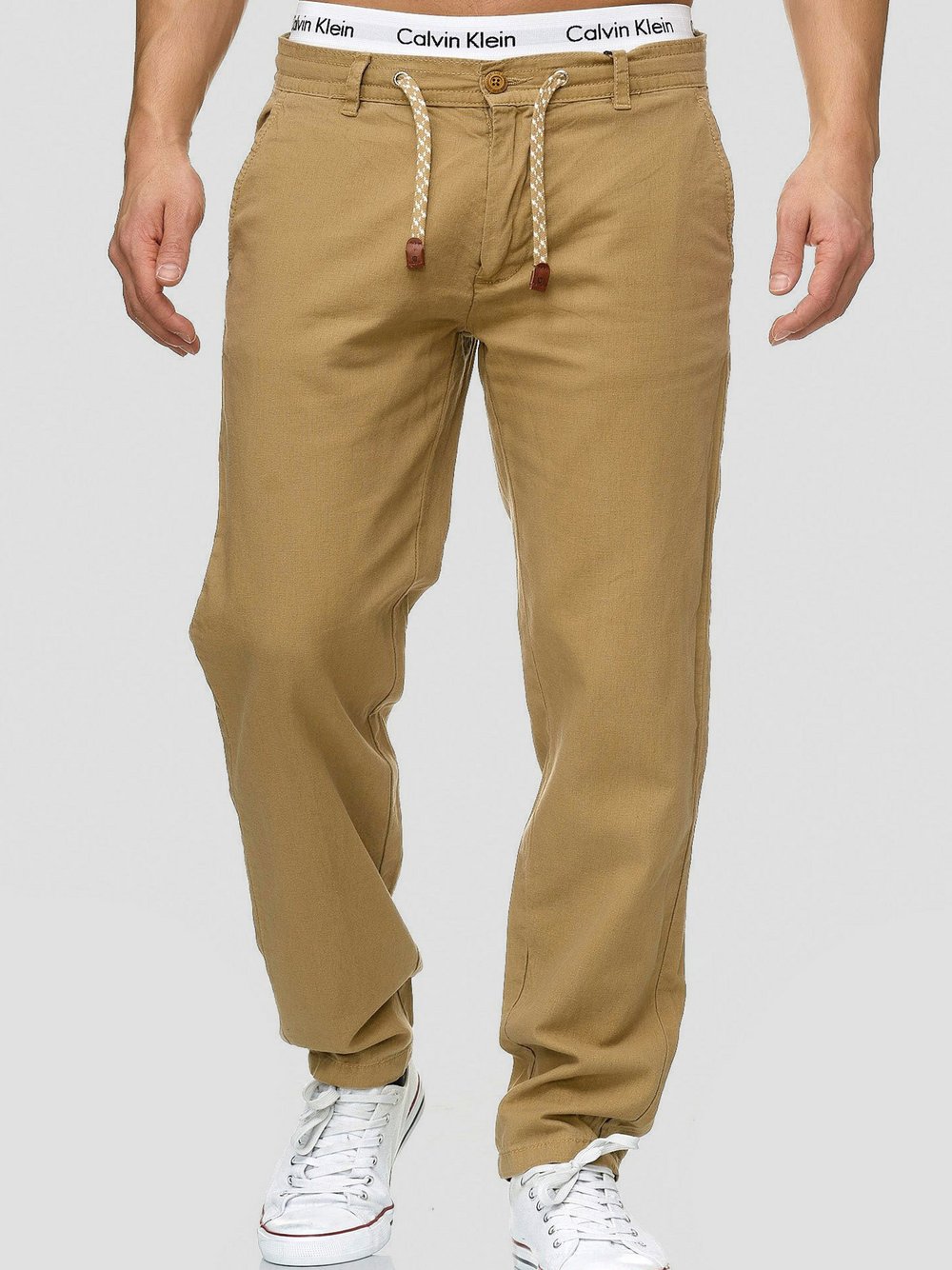 Indicode Leinenhose Herren Baumwolle beige, L