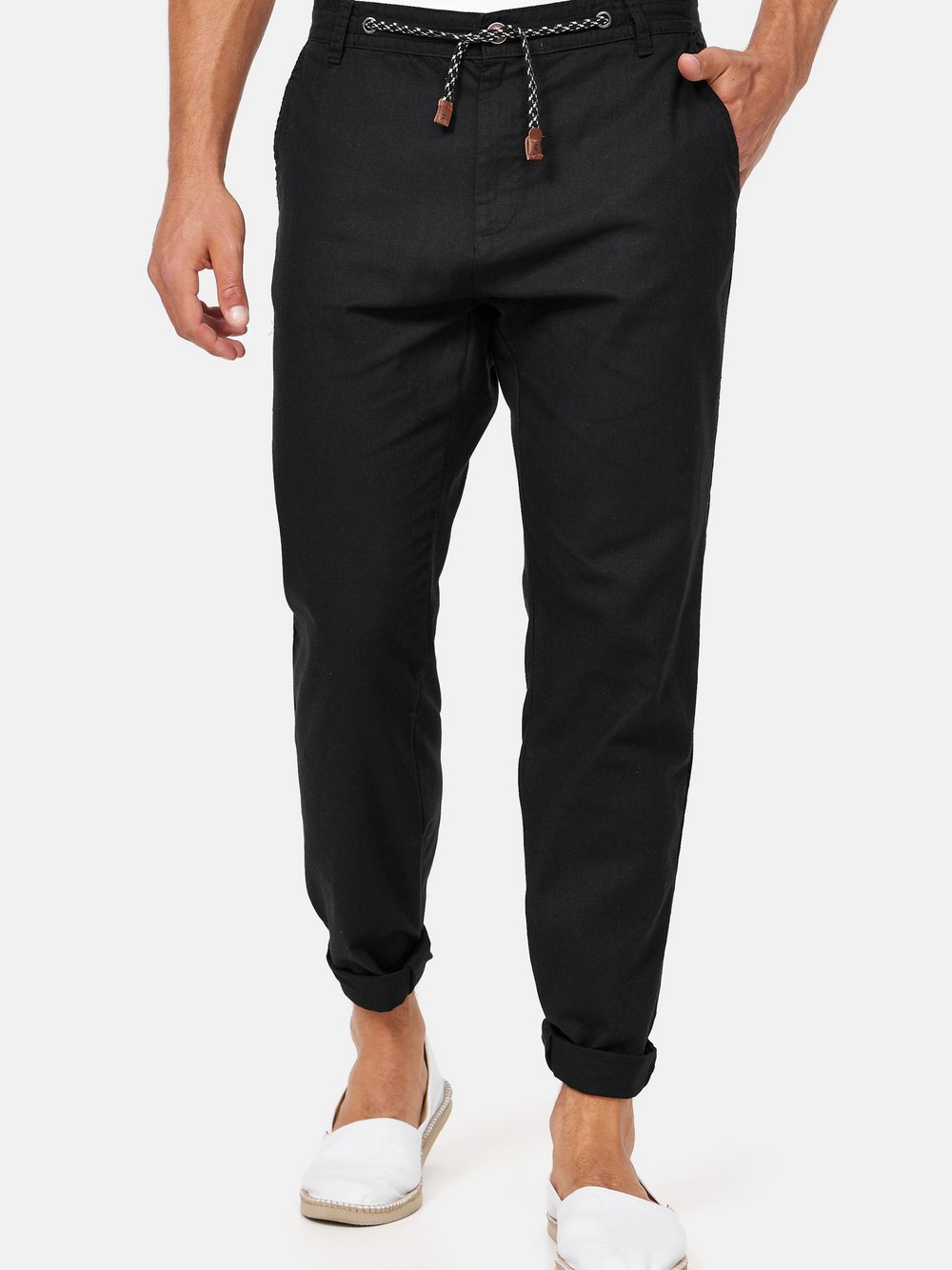 Indicode Leinenhose Herren Baumwolle schwarz, XL