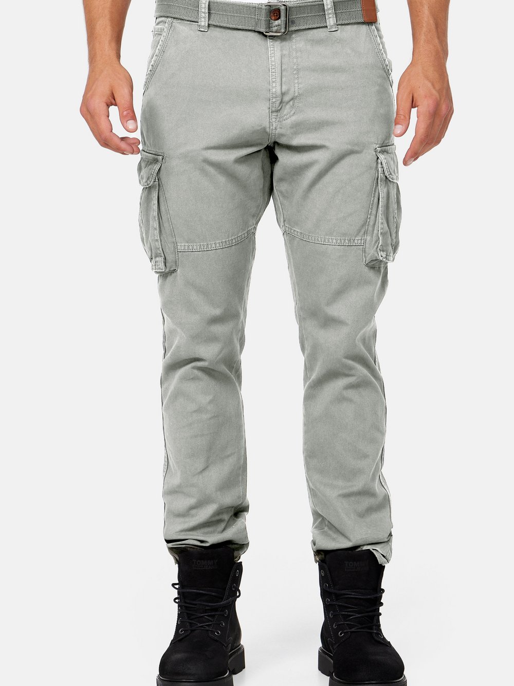 Indicode Cargohose Herren Baumwolle grau, M