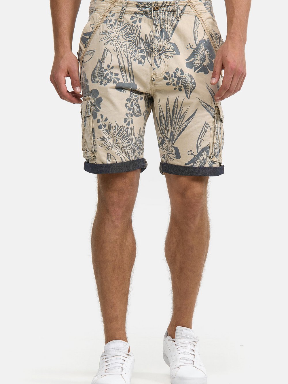 Indicode Shorts Cargo Herren Baumwolle weiß, XXL