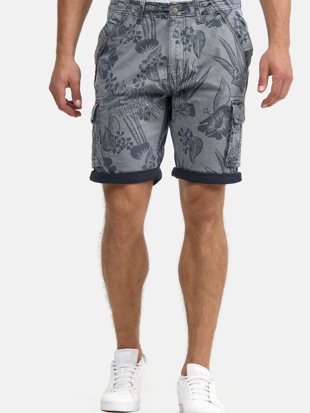 Indicode Shorts Cargo Herren Baumwolle grau, M