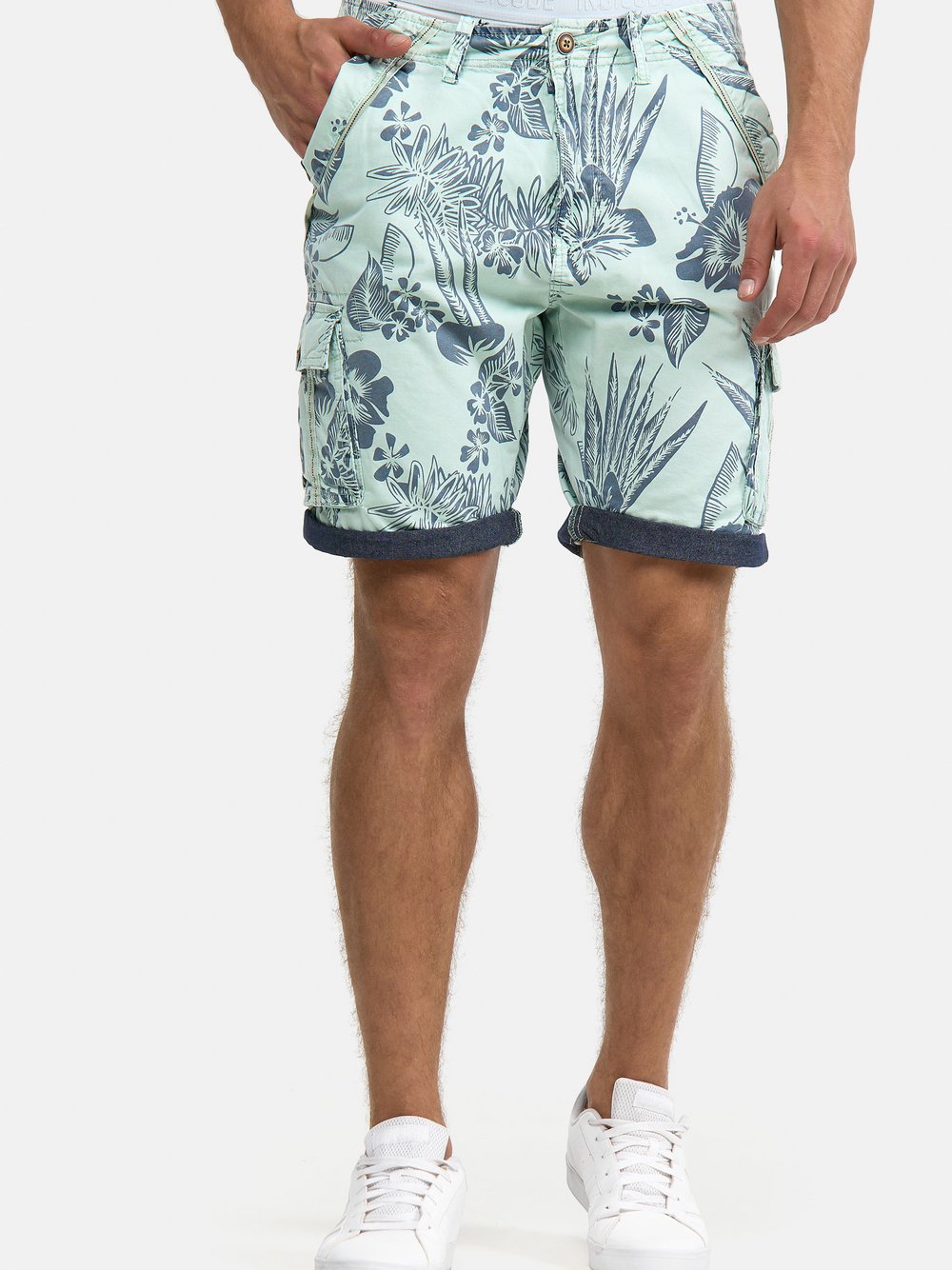 Indicode Shorts Cargo Herren Baumwolle grün, XXL