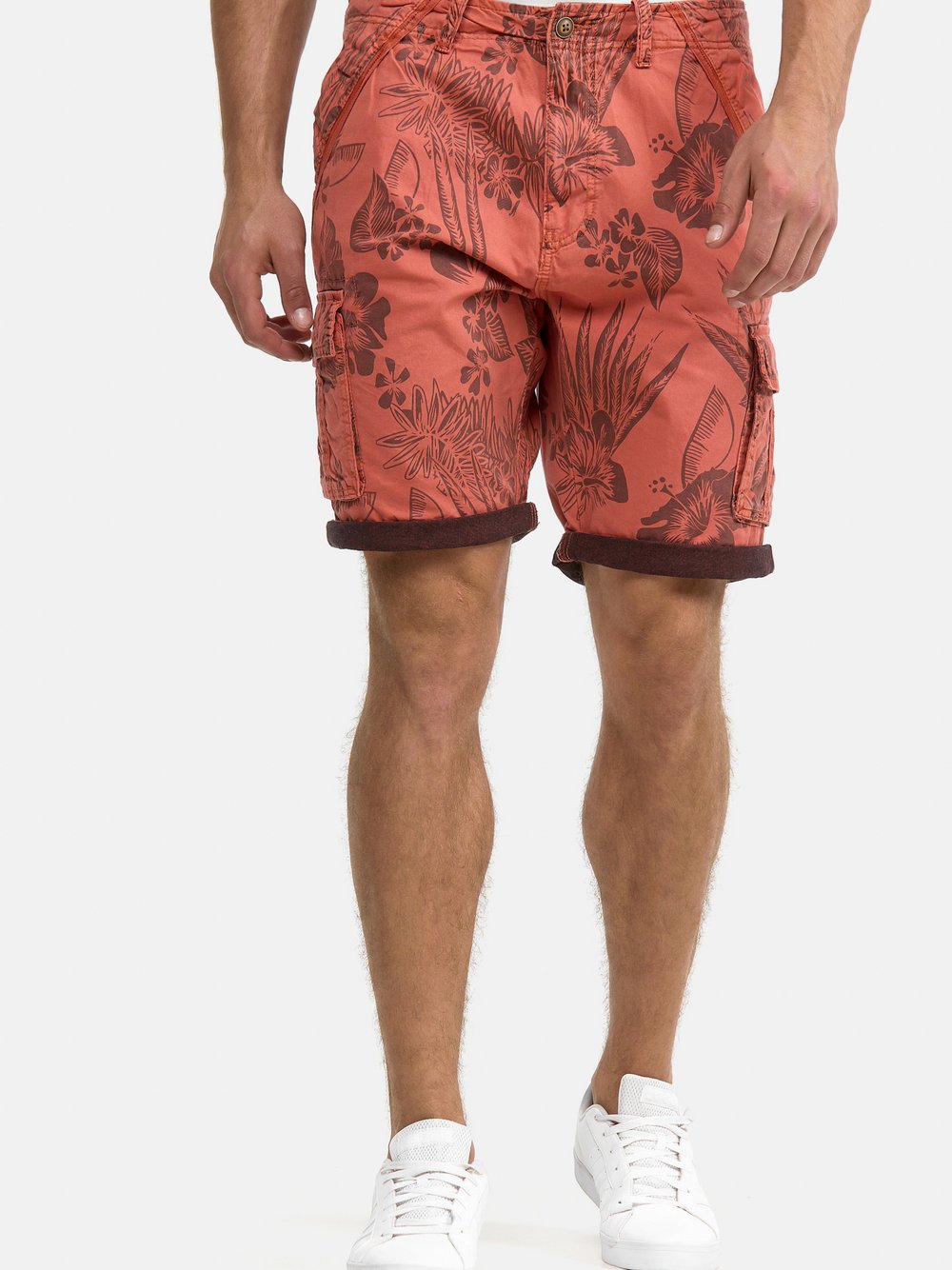 Indicode Shorts Cargo Herren Baumwolle rot, M