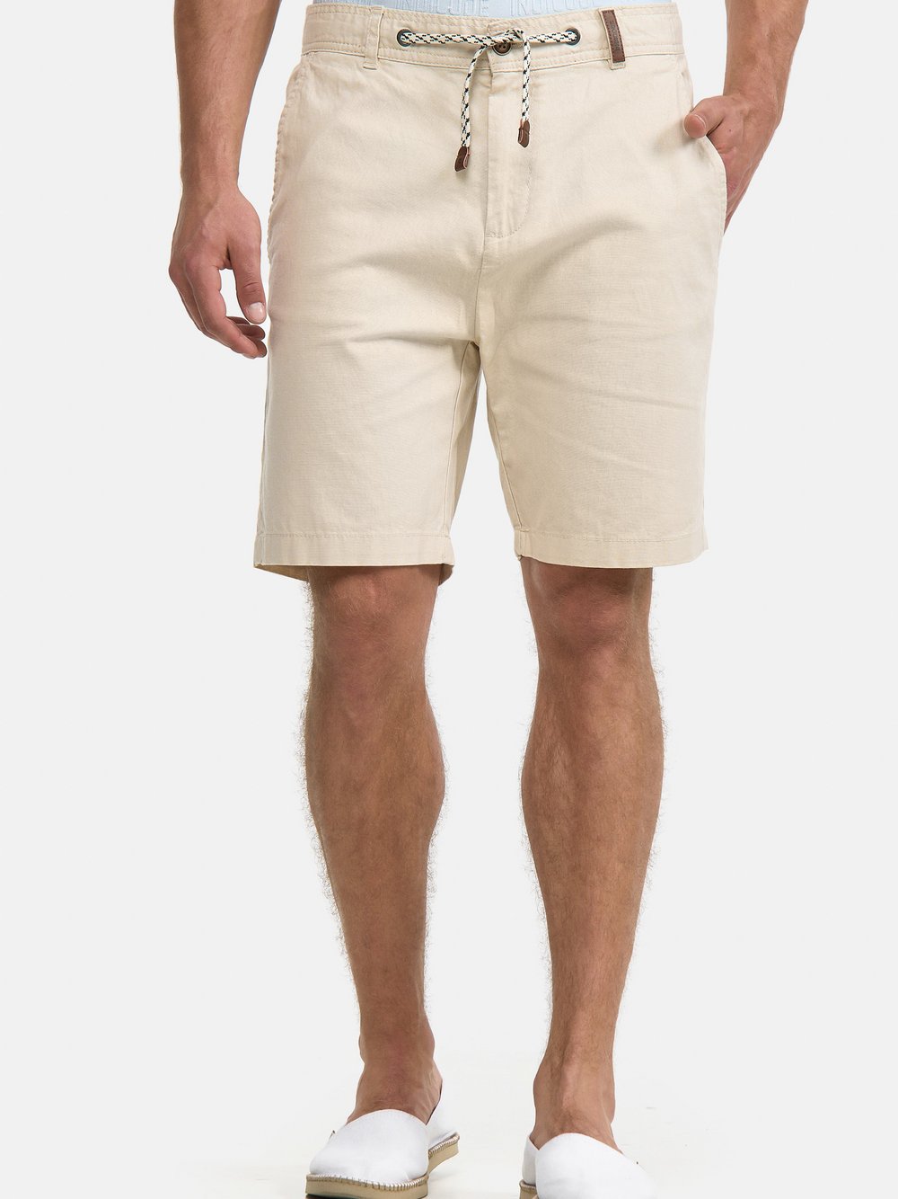 Indicode Shorts Leinen Herren beige, S