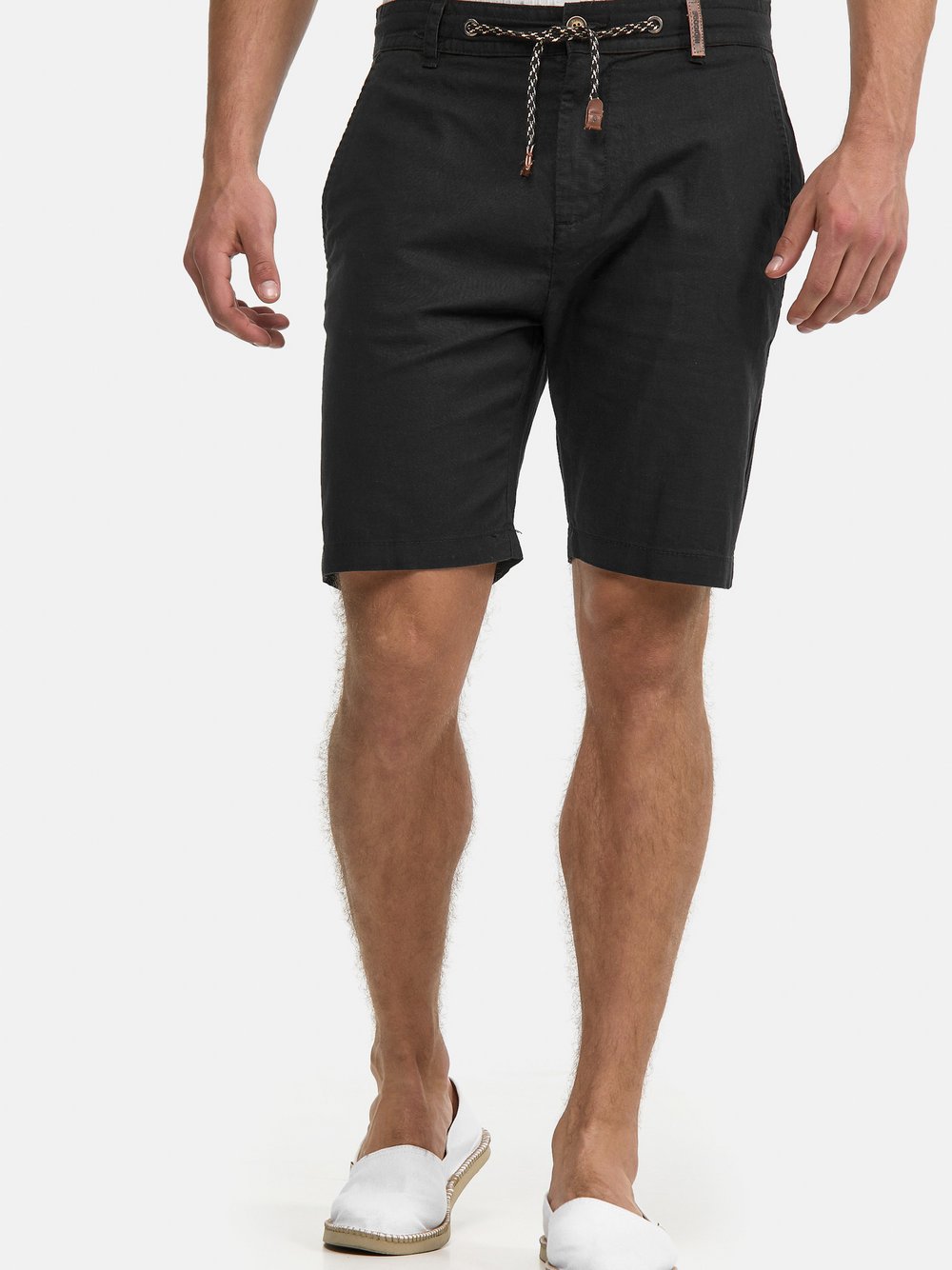 Indicode Shorts Leinen Herren schwarz, L