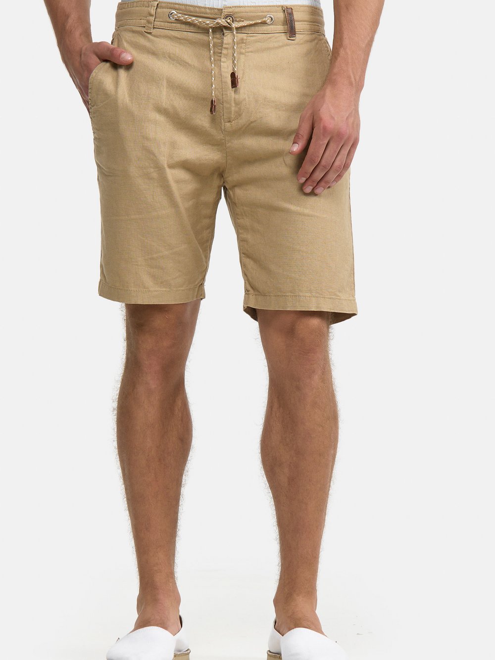 Indicode Shorts Leinen Herren beige, L