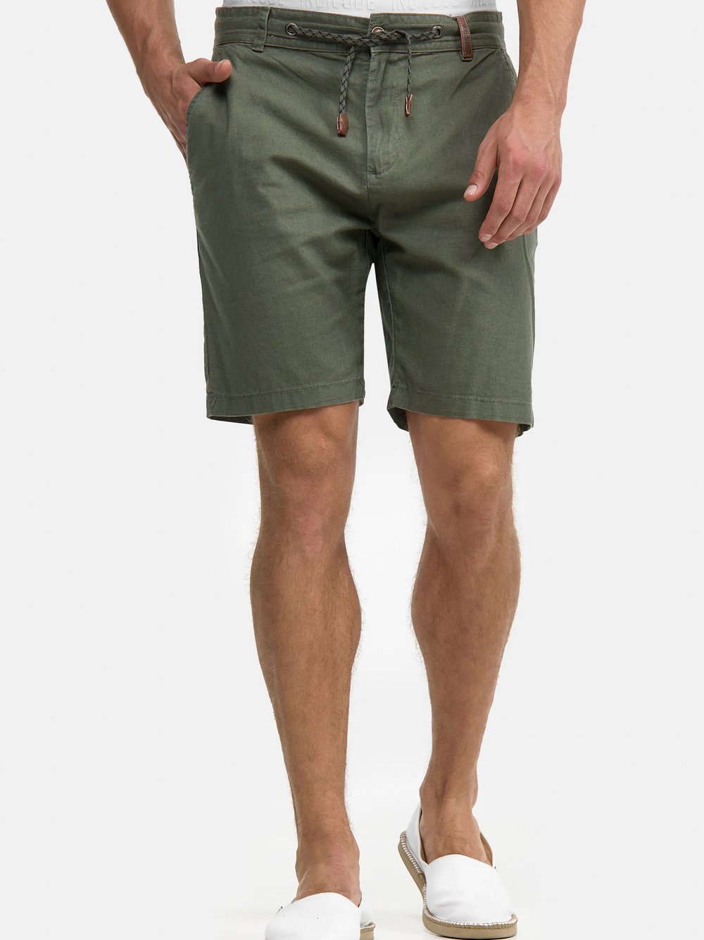 Indicode Shorts Leinen Herren grün, XXXL