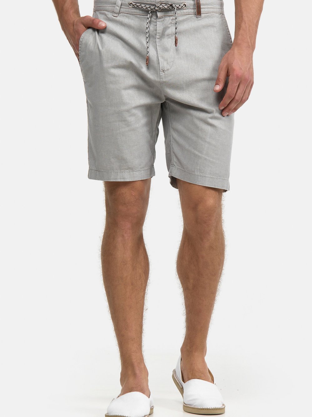 Indicode Shorts Leinen Herren grau, M