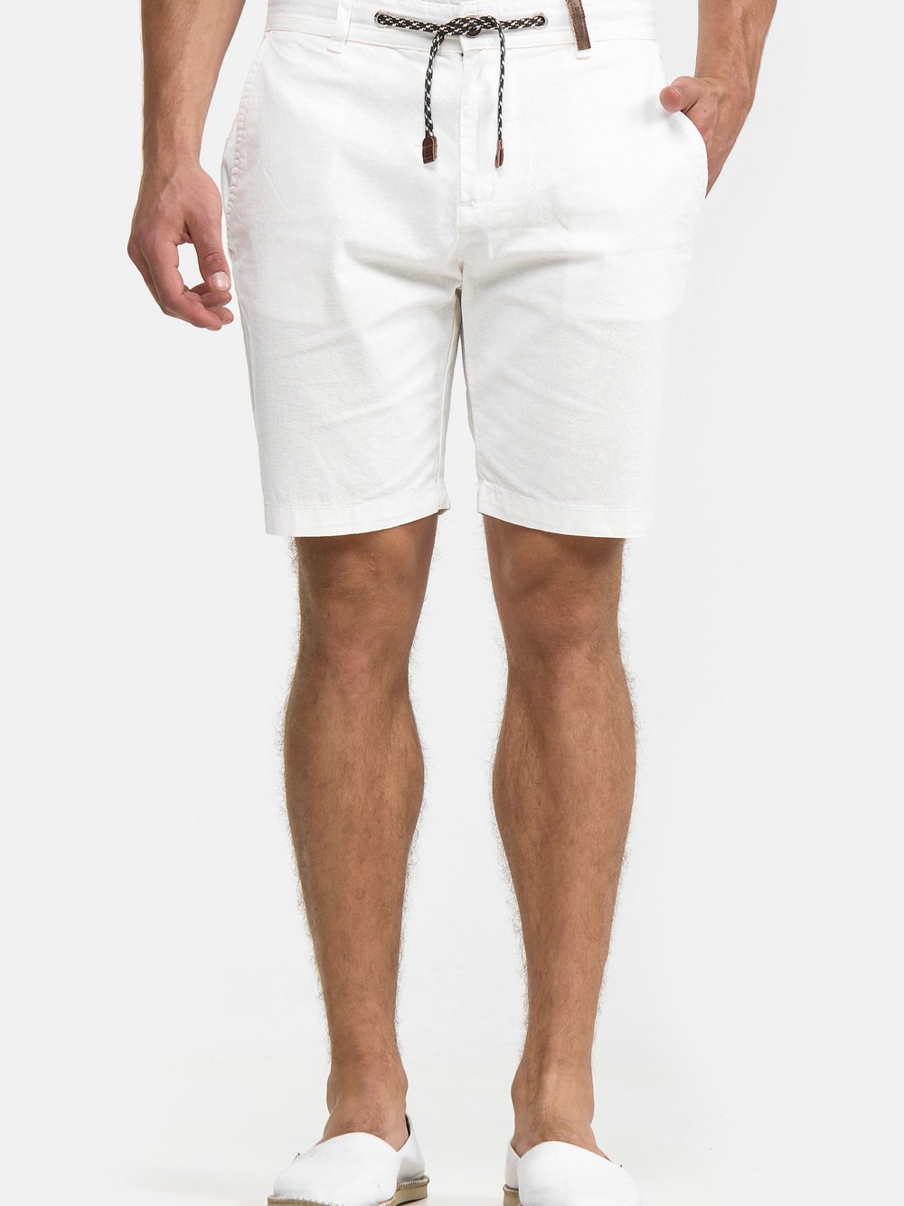 Indicode Shorts Leinen Herren weiß, S