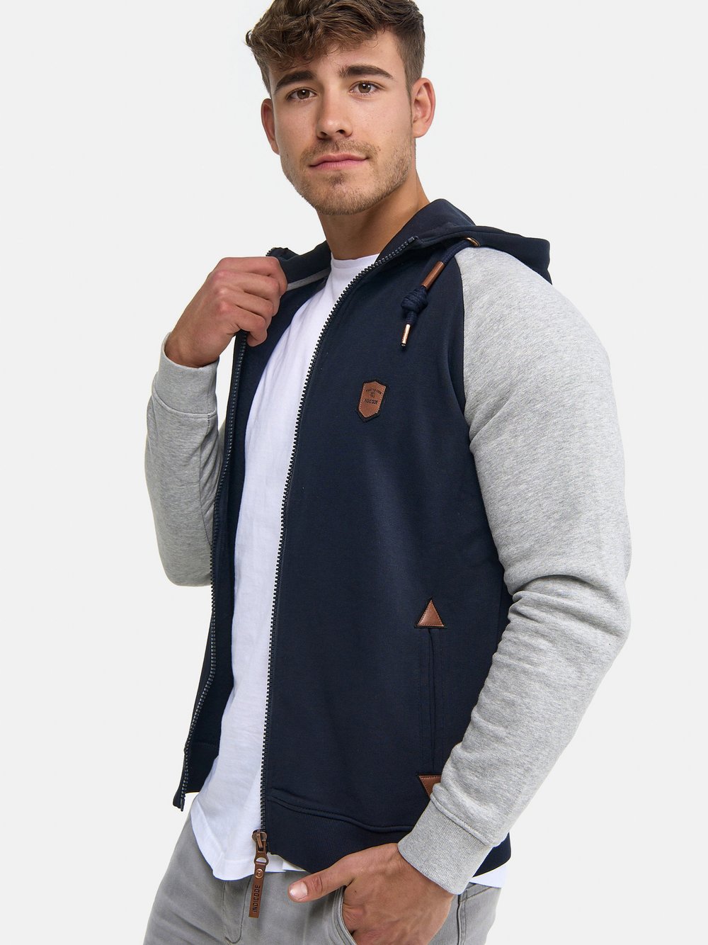 Indicode Hooded Jacket Herren Baumwolle blau, M