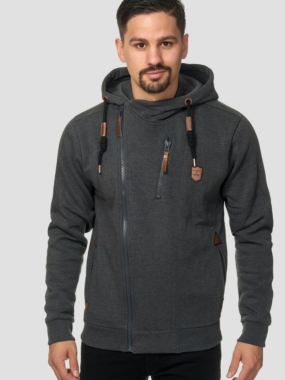 Indicode Hooded Jacket Herren Baumwolle grau, L