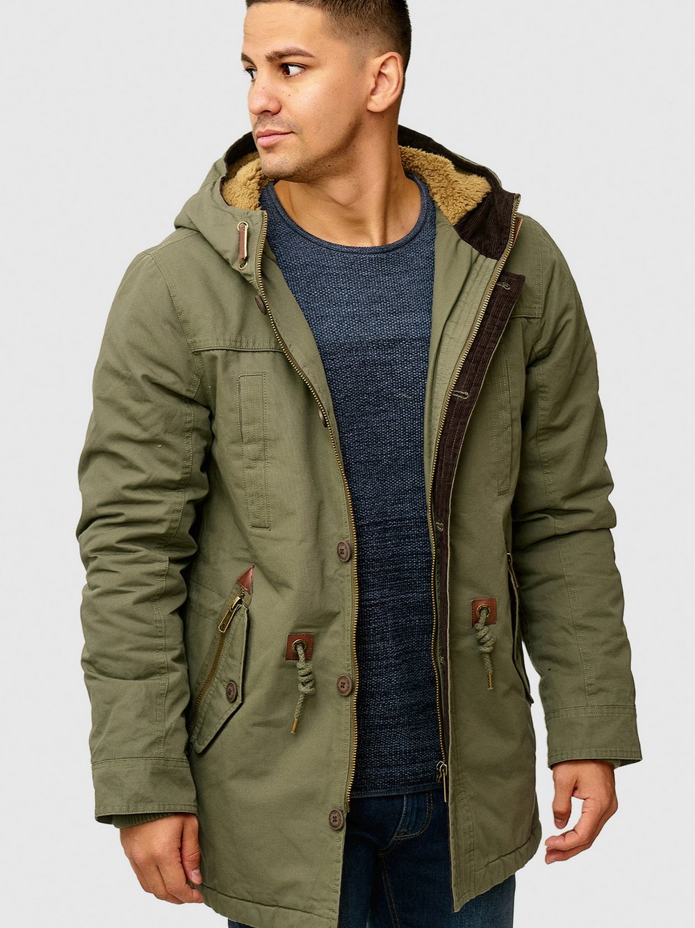 Indicode Winterjacke Herren Baumwolle grün, S