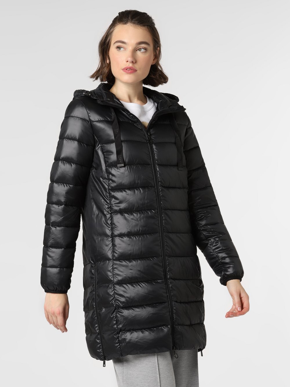 Esprit Casual - Damski płaszcz pikowany, czarny