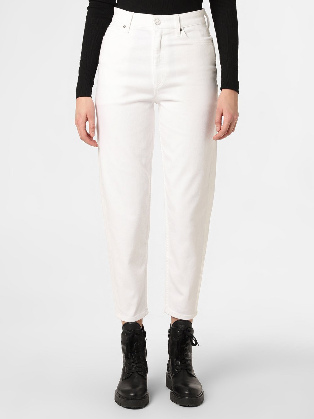 Calvin Klein - Jeansy damskie – Mom Jean, biały