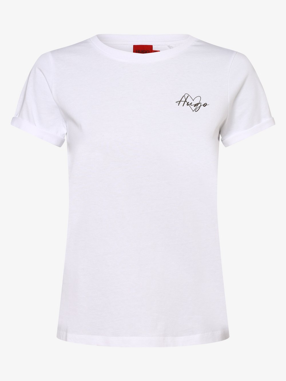 HUGO - T-shirt damski – The Slim Tee 14, biały