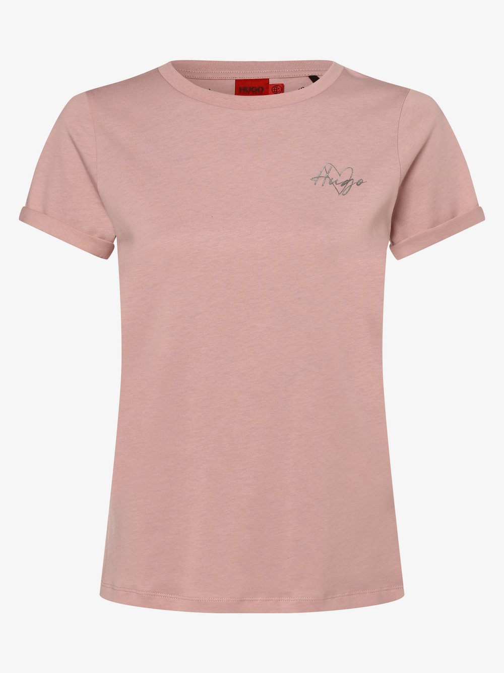 HUGO - T-shirt damski – The Slim Tee 14, różowy