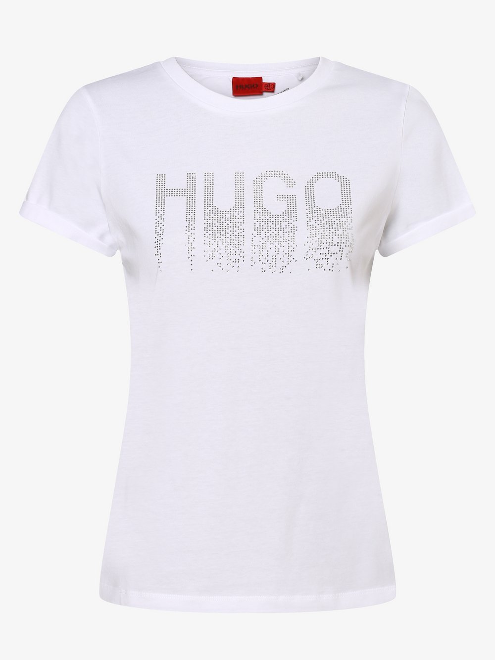 HUGO - T-shirt damski – The Slim Tee 13, biały