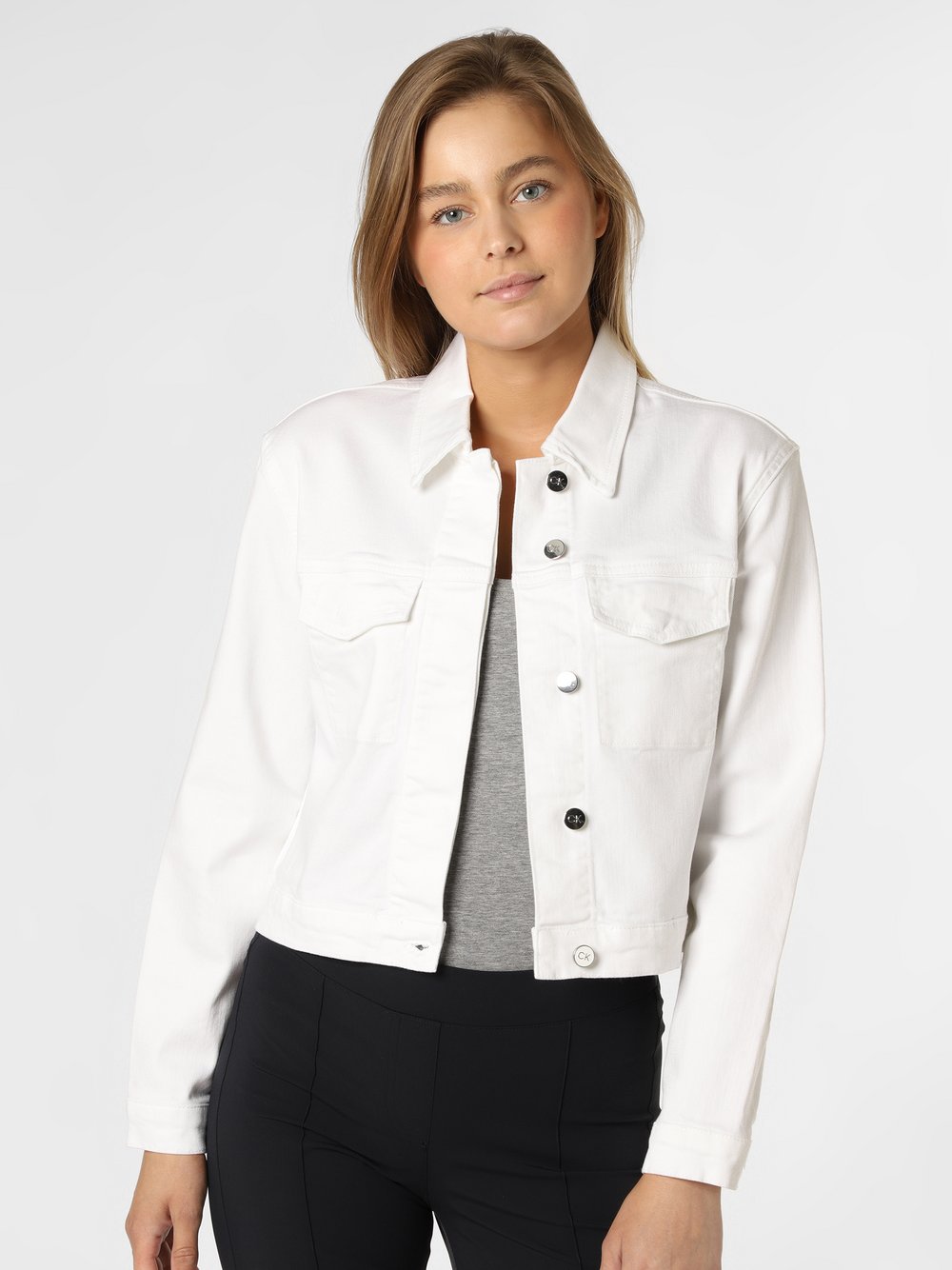 Calvin Klein - Damska kurtka jeansowa, biały