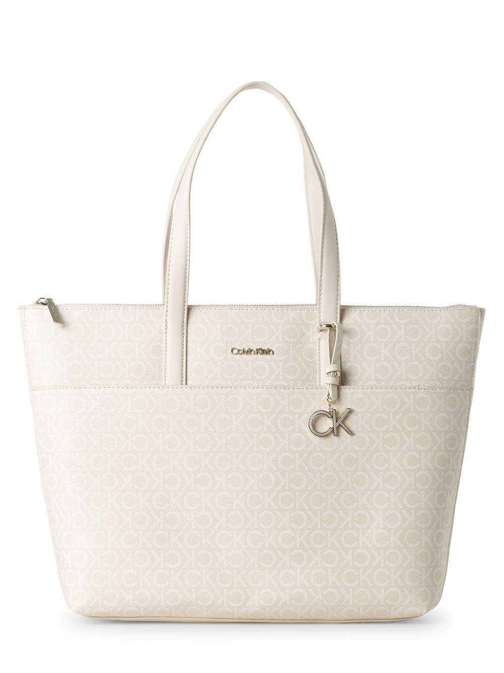 Calvin Klein - Damska torba shopper, biały|beżowy