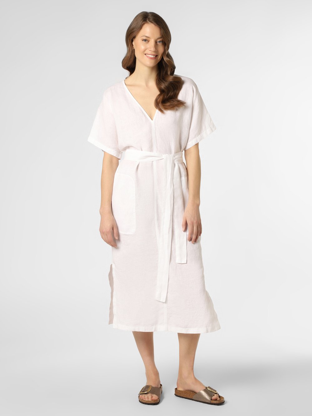 Drykorn - Damska sukienka lniana – Dascha, biały