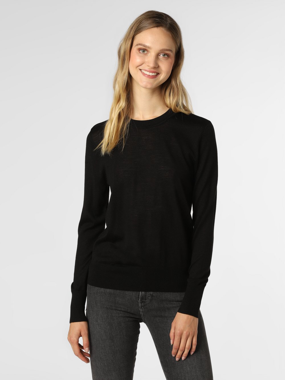 Ipuri Essentials - sweter damski z mieszanki wełny merino i jedwabiu, czarny