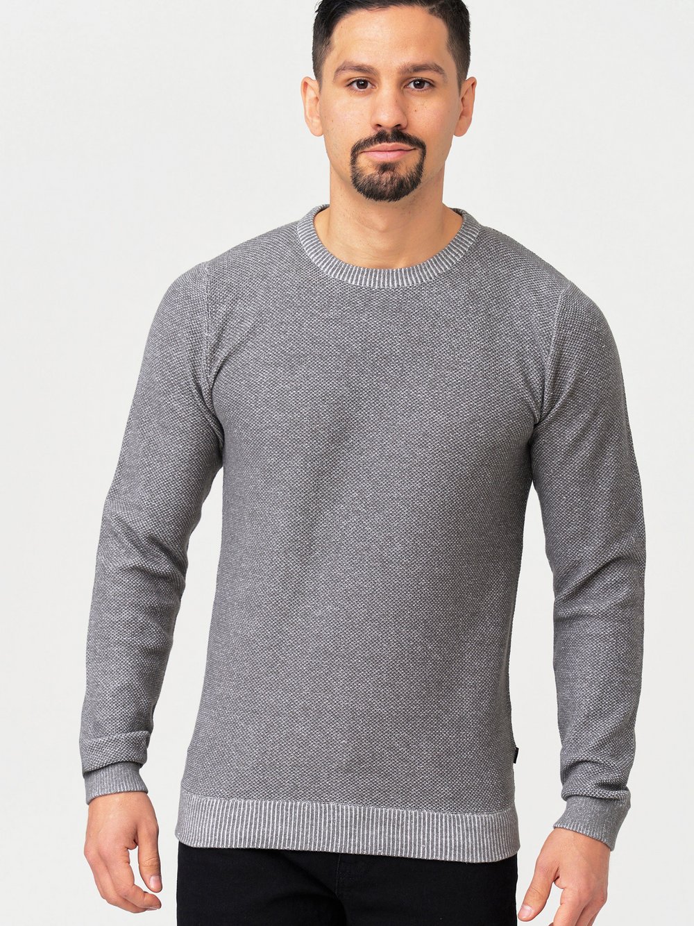 Jeff Strickpullover Herren Baumwolle grau, S