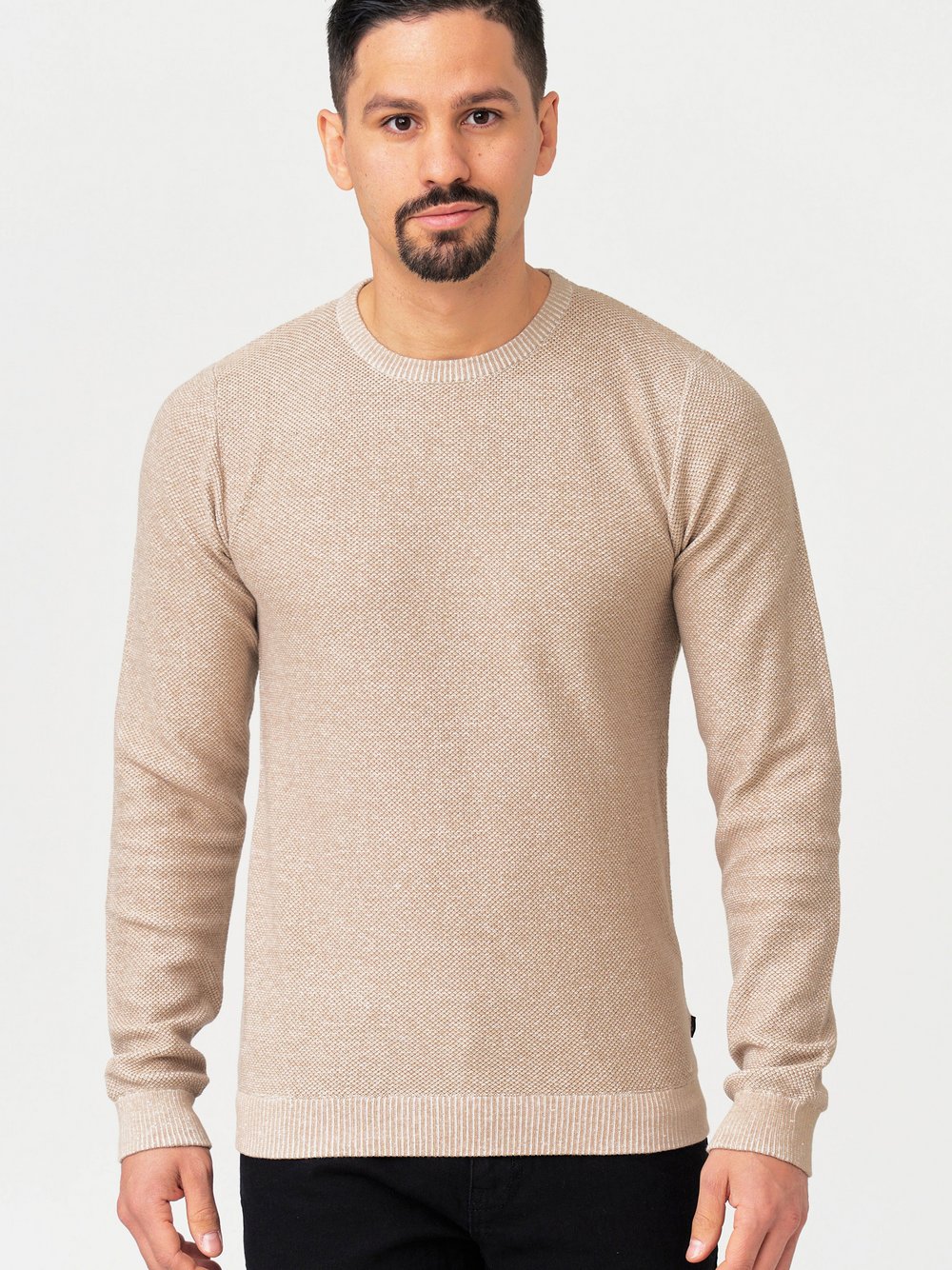 Jeff Strickpullover Herren Baumwolle beige, S